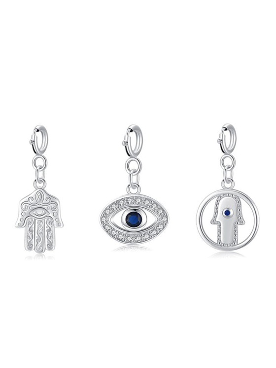 925 Sterling Silver Evil Eye Hamsa Symbol Prosperity Luck Chain Necklace Pendant