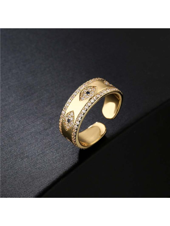 Buddha Stones Evil Eye Luck Blessing Copper Alloy Ring