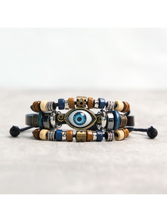 Buddha Stones Tibetan Evil Eye Leather Adjustable Protection Bracelet
