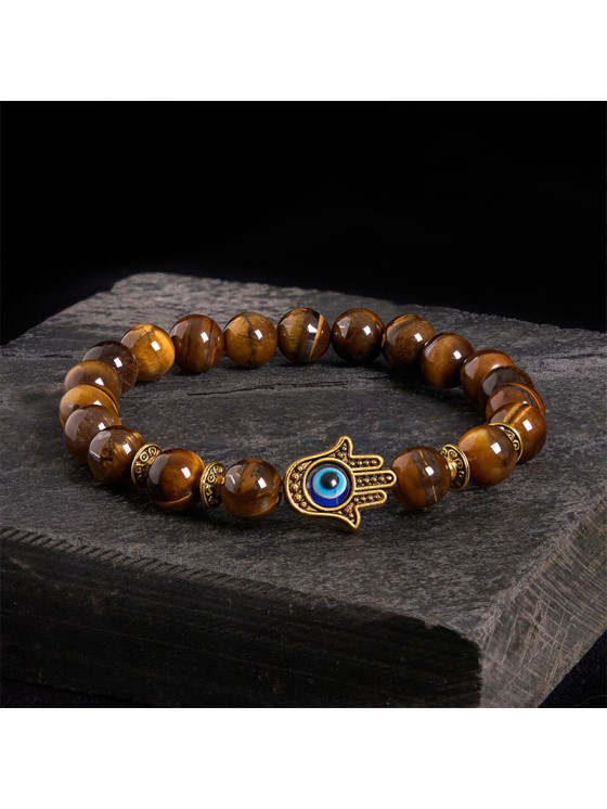 Buddha Stones Tiger Eye Beads Evil Eye Courage Bracelet