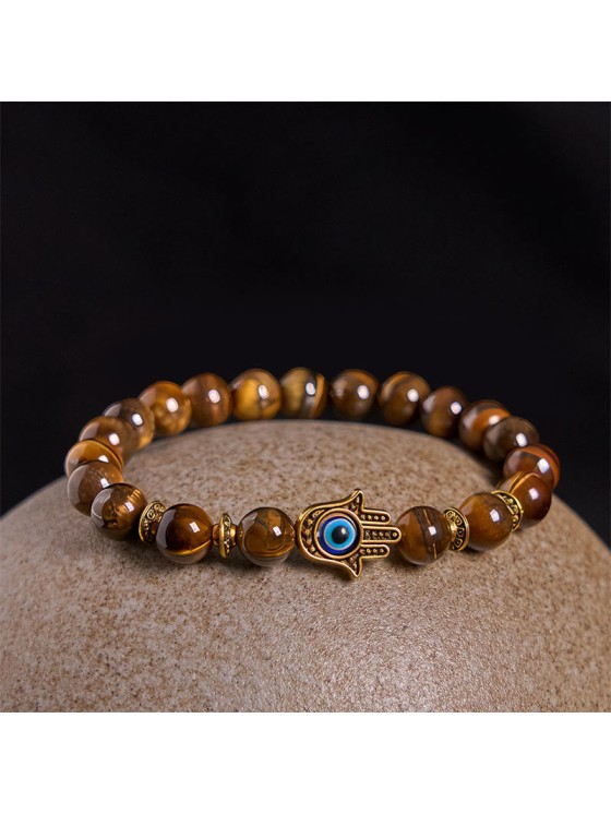 Buddha Stones Tiger Eye Beads Evil Eye Courage Bracelet
